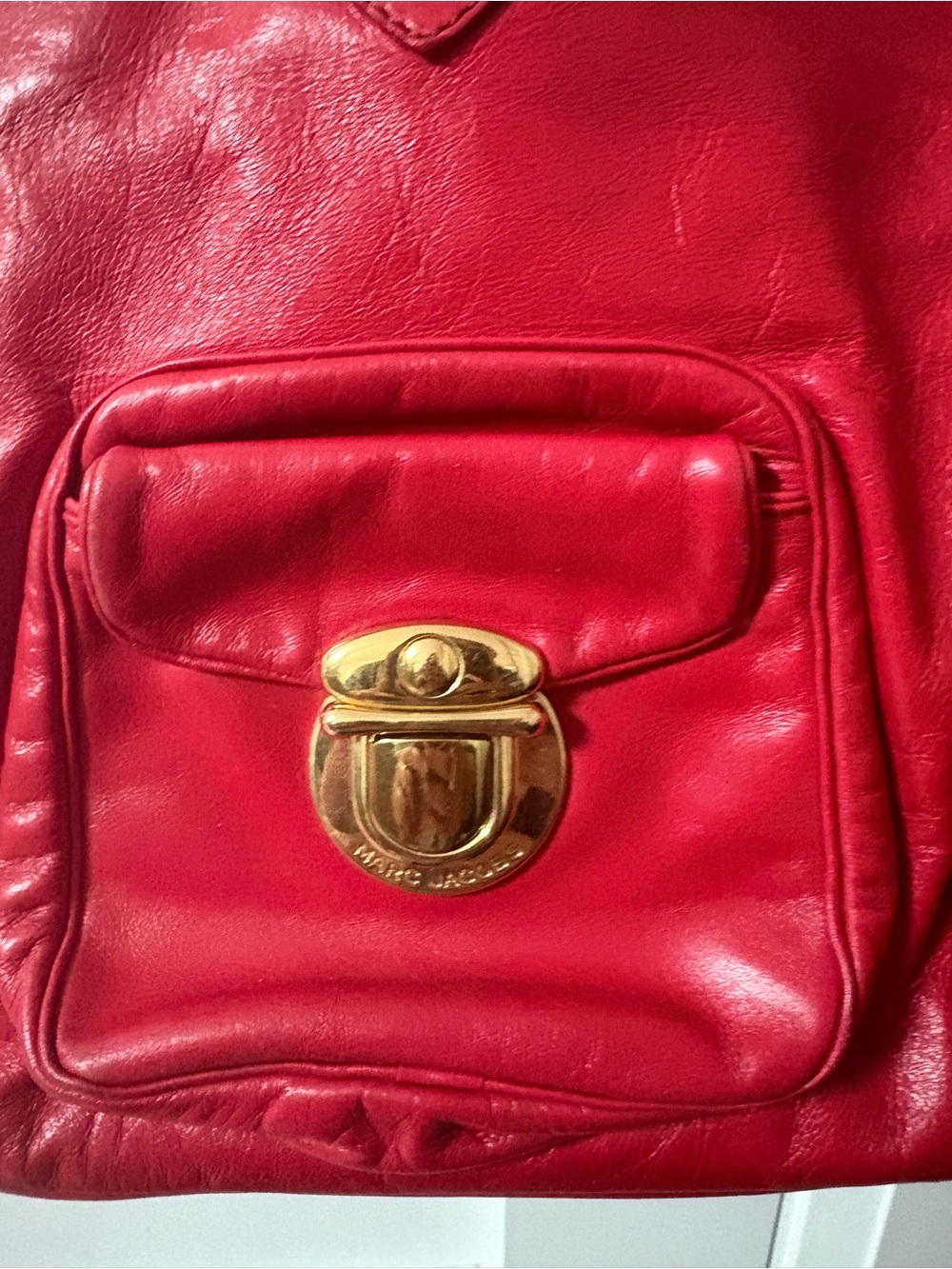 Marc Jacobs Red Leather Satchel with Gold Hardware - Picture 4 of 6